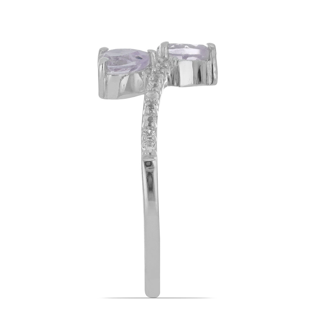 Silberring mit Rose De France Amethyst und weißem Topas