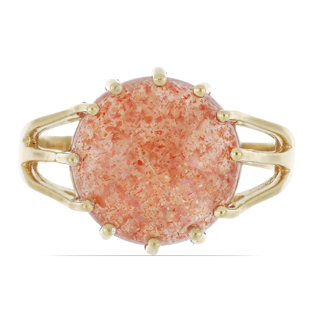 Goldplattierter Silberring mit Sonnenstein aus Oregon 1 