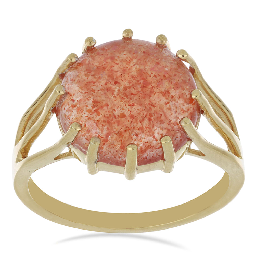 Goldplattierter Silberring mit Sonnenstein aus Oregon 3 