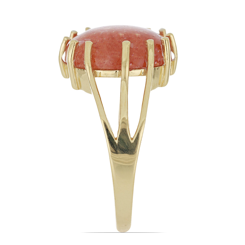 Goldplattierter Silberring mit Sonnenstein aus Oregon 4 