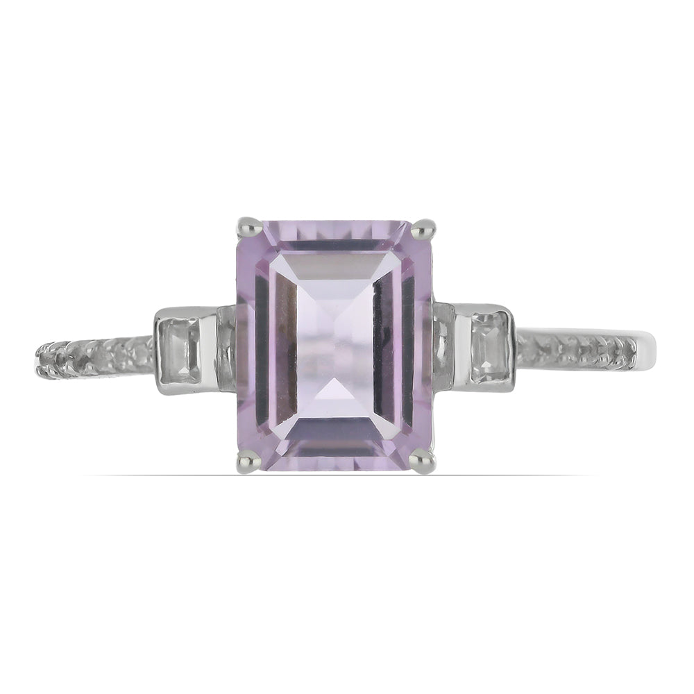 Silberring mit Rose De France Amethyst und weißem Topas 1 