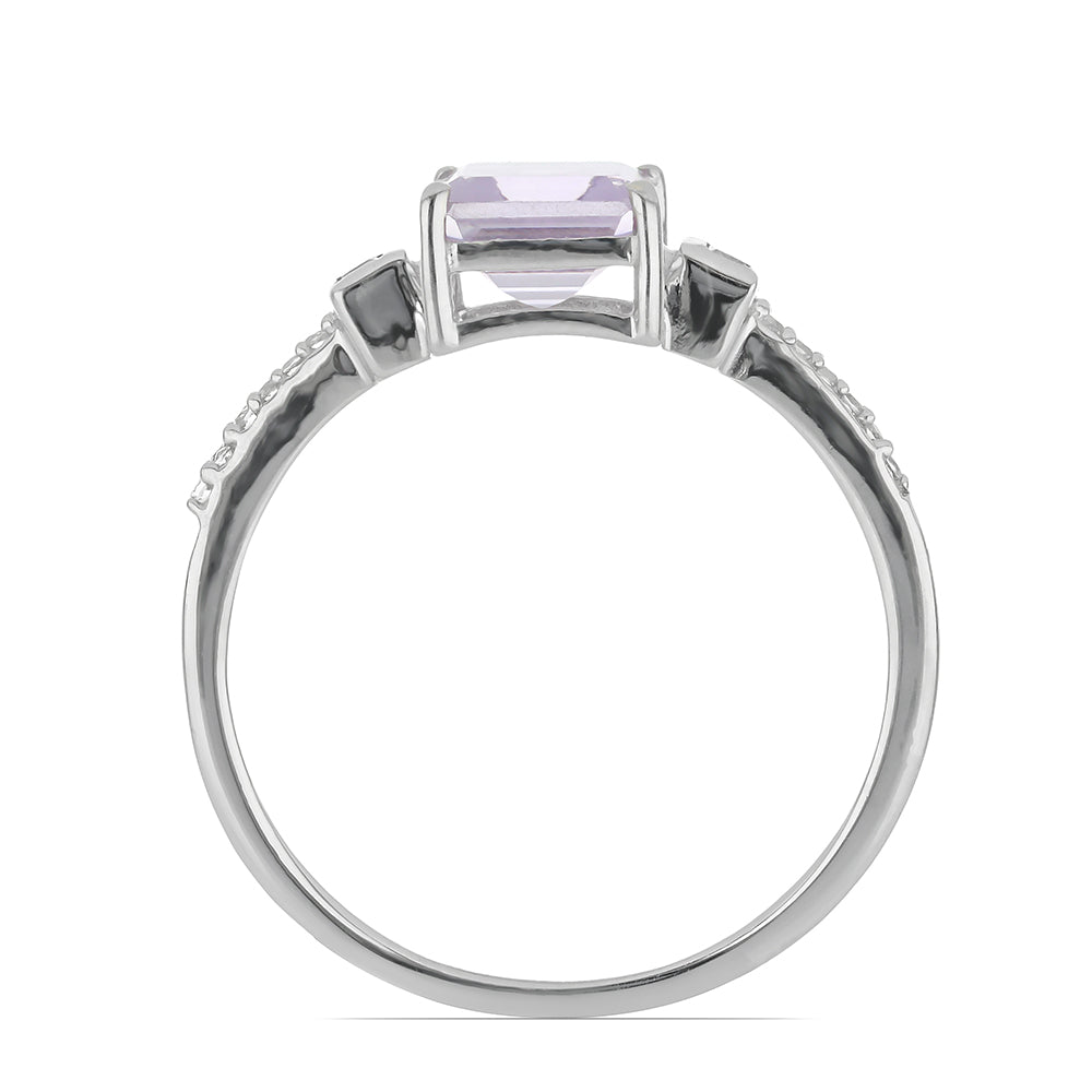 Silberring mit Rose De France Amethyst und weißem Topas 2 