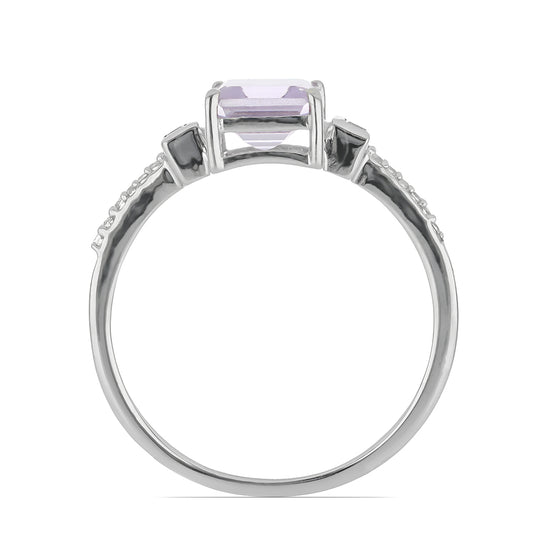 Silberring mit Rose De France Amethyst und weißem Topas