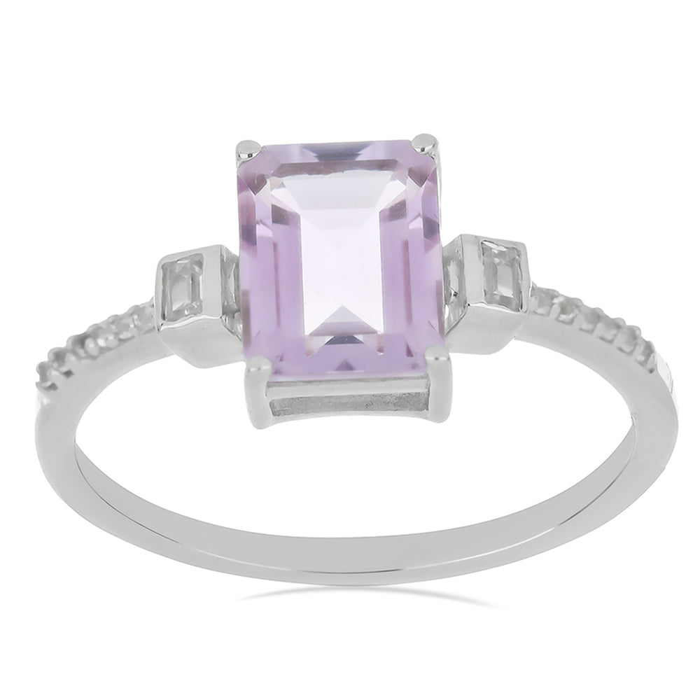 Silberring mit Rose De France Amethyst und weißem Topas 3 