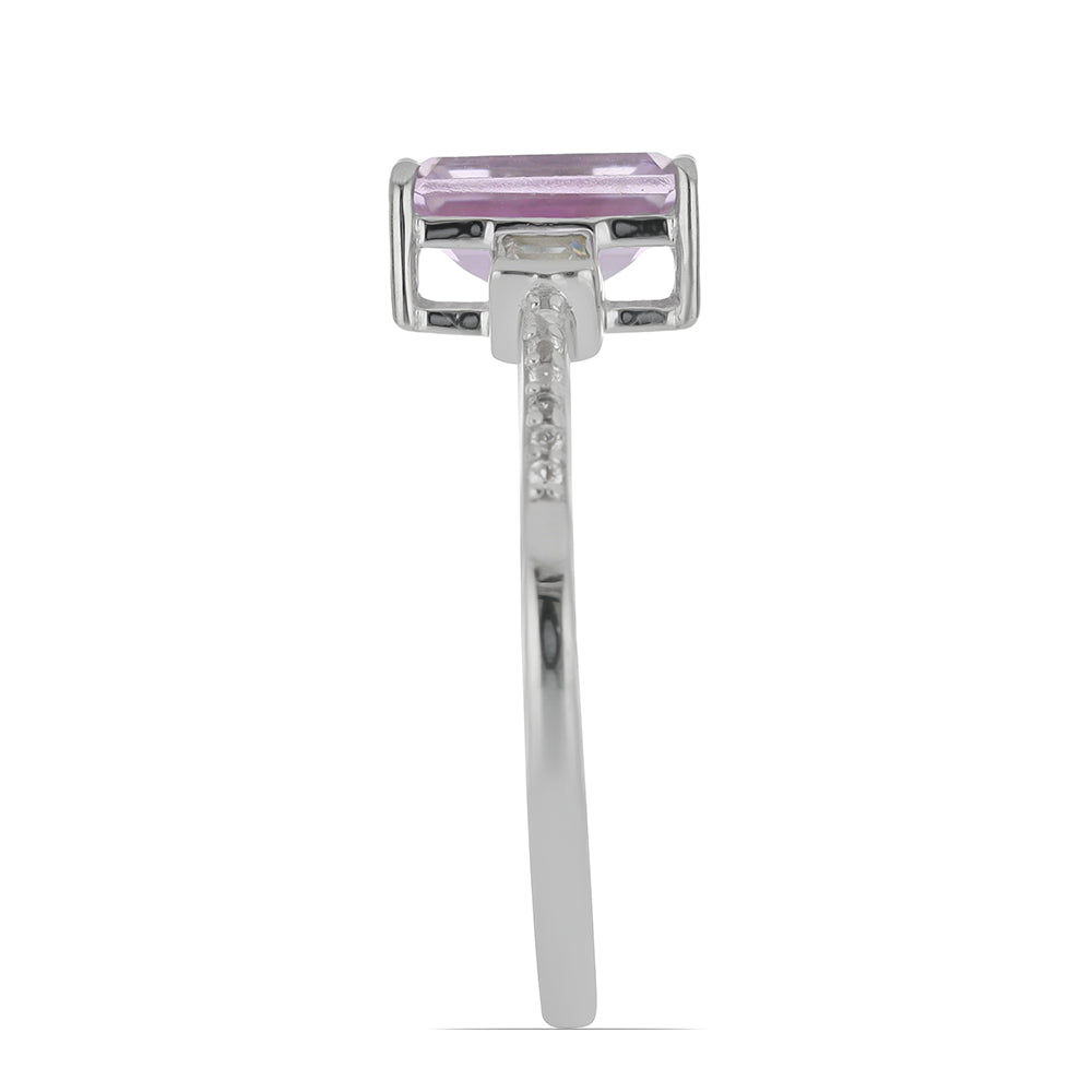 Silberring mit Rose De France Amethyst und weißem Topas 4 