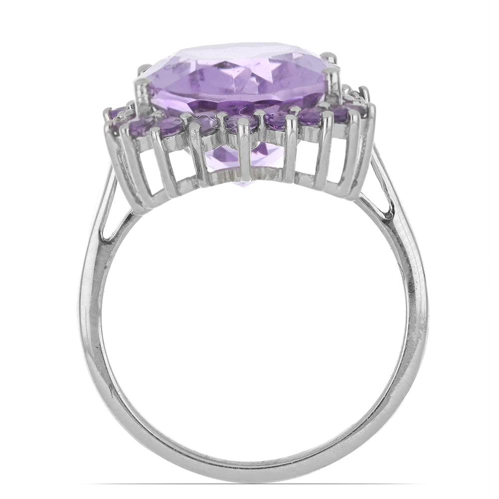 Silberring mit Rose De France Amethyst und weißem Topas