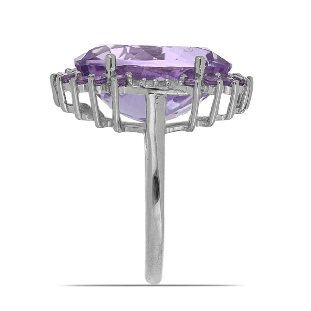 Silberring mit Rose De France Amethyst und weißem Topas 4 