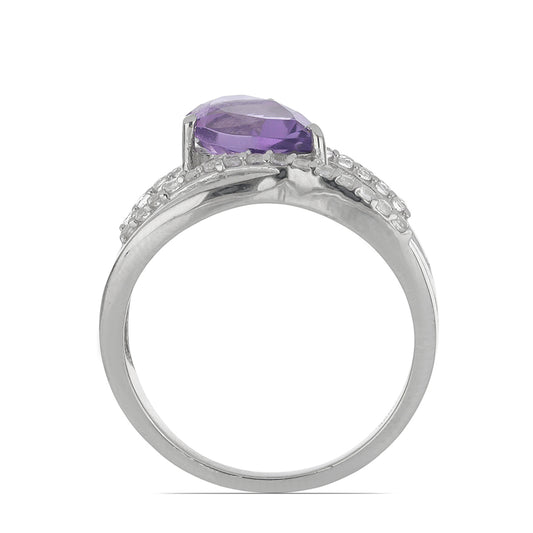 Silberring mit Rose De France Amethyst und weißem Topas