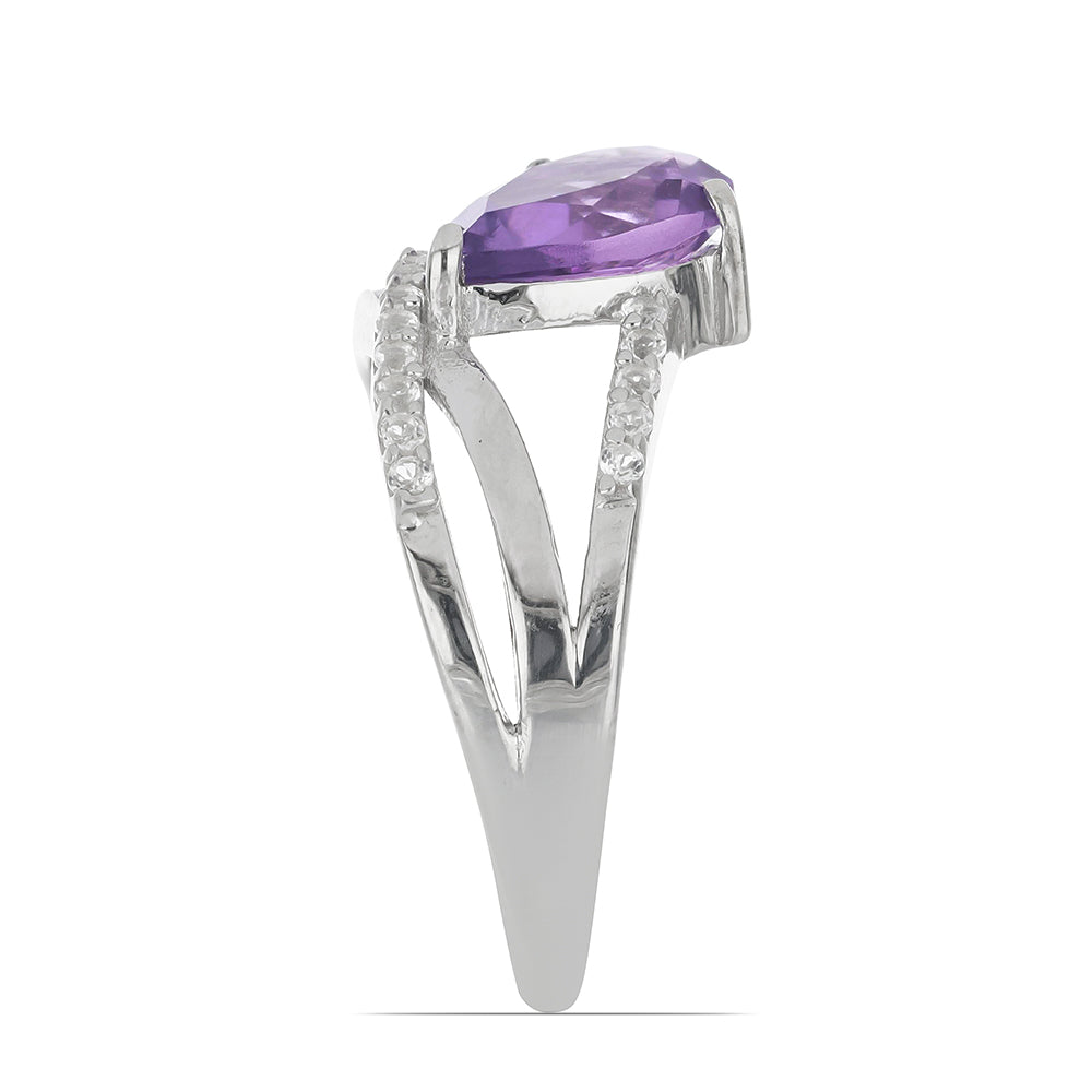 Silberring mit Rose De France Amethyst und weißem Topas