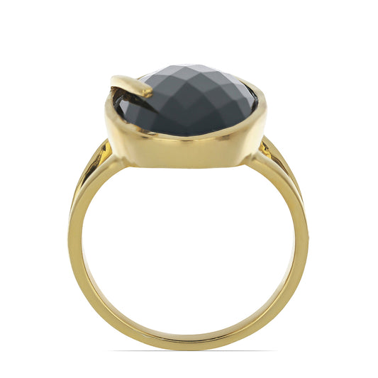 Goldplattierter Silberring mit schwarzem Onyx aus Suwar