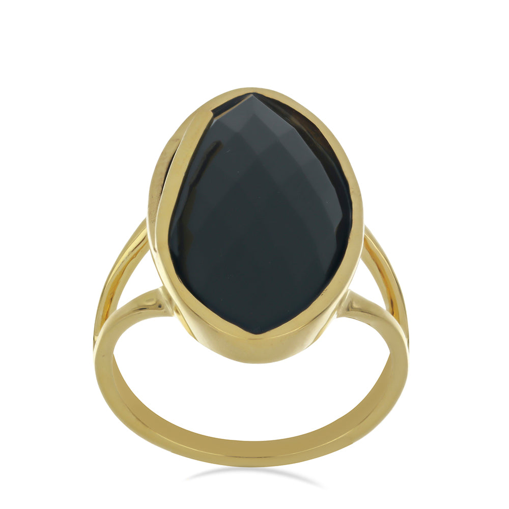 Goldplattierter Silberring mit schwarzem Onyx aus Suwar 3 