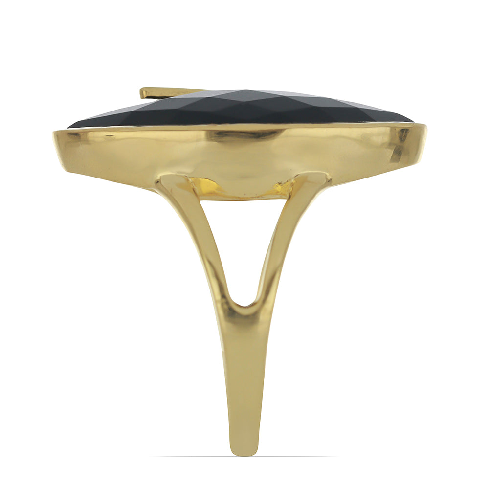 Goldplattierter Silberring mit schwarzem Onyx aus Suwar 4 