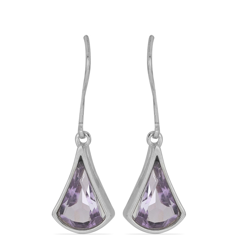 Silberohrringe mit Rose De France Amethyst 1 