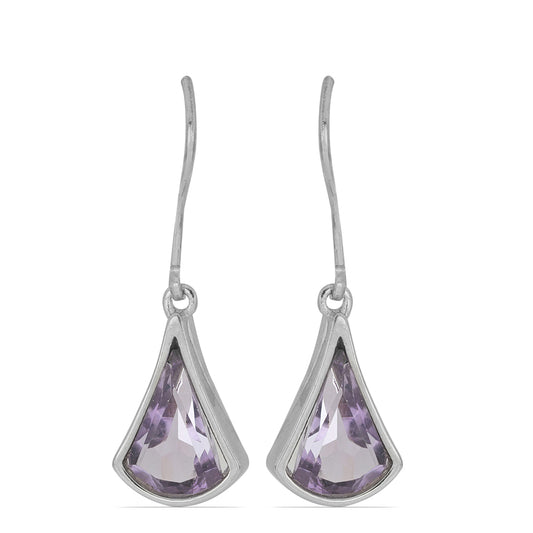 Silberohrringe mit Rose De France Amethyst
