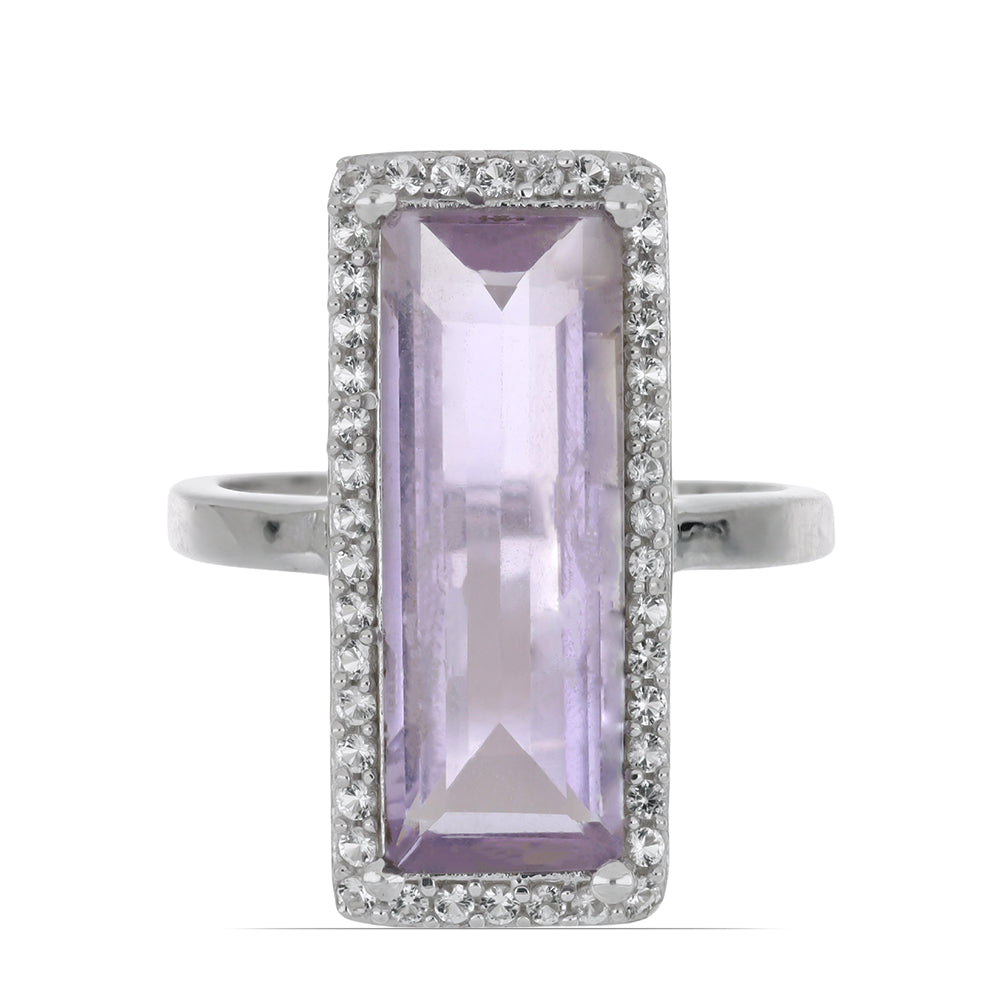 Silberring mit Rose De France Amethyst und weißem Topas 1 