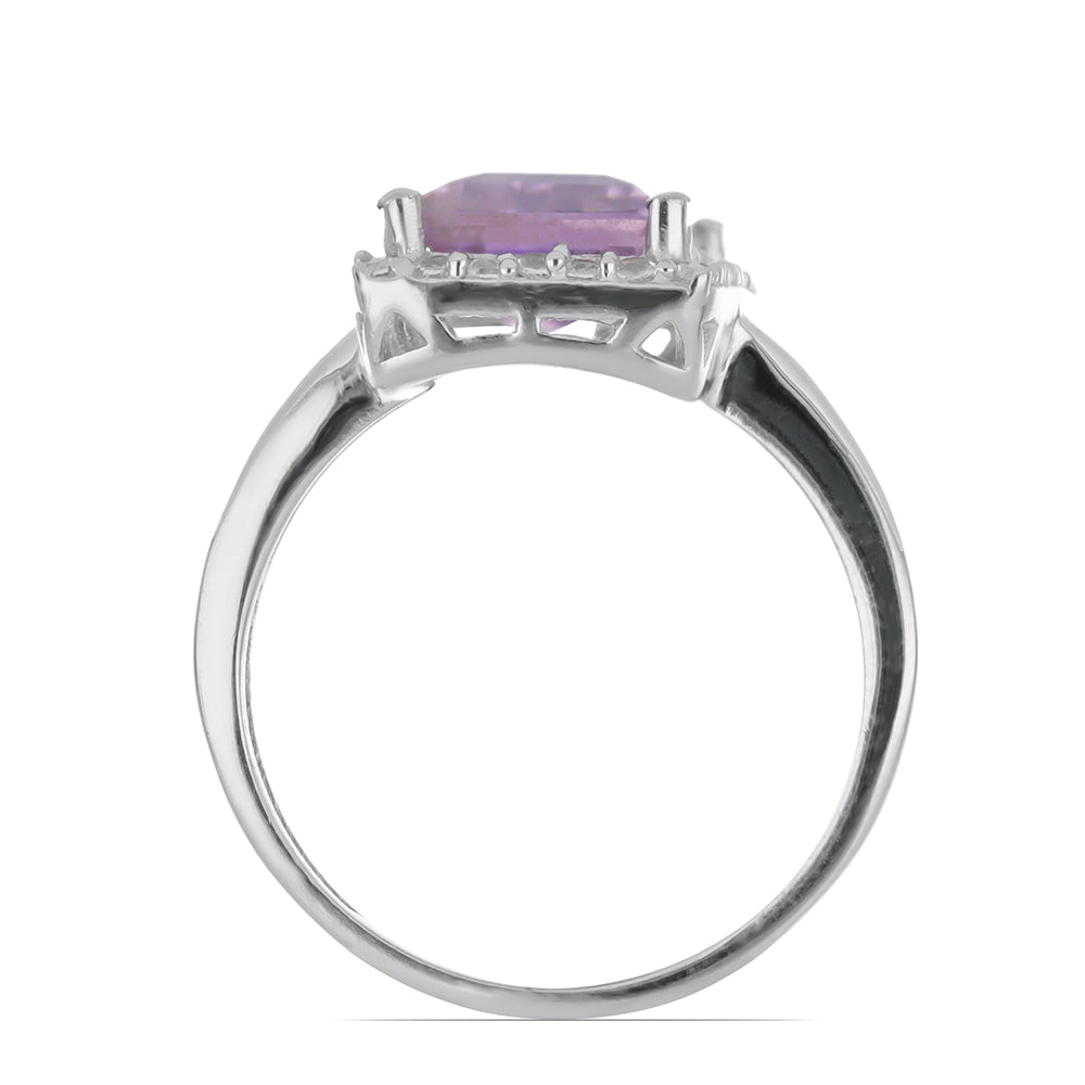 Silberring mit Rose De France Amethyst und weißem Topas