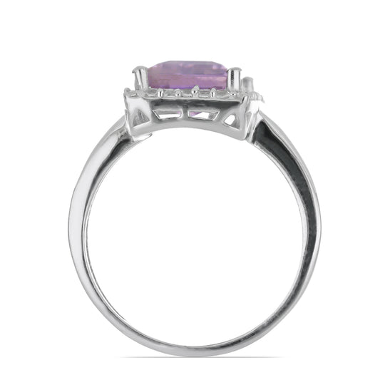 Silberring mit Rose De France Amethyst und weißem Topas