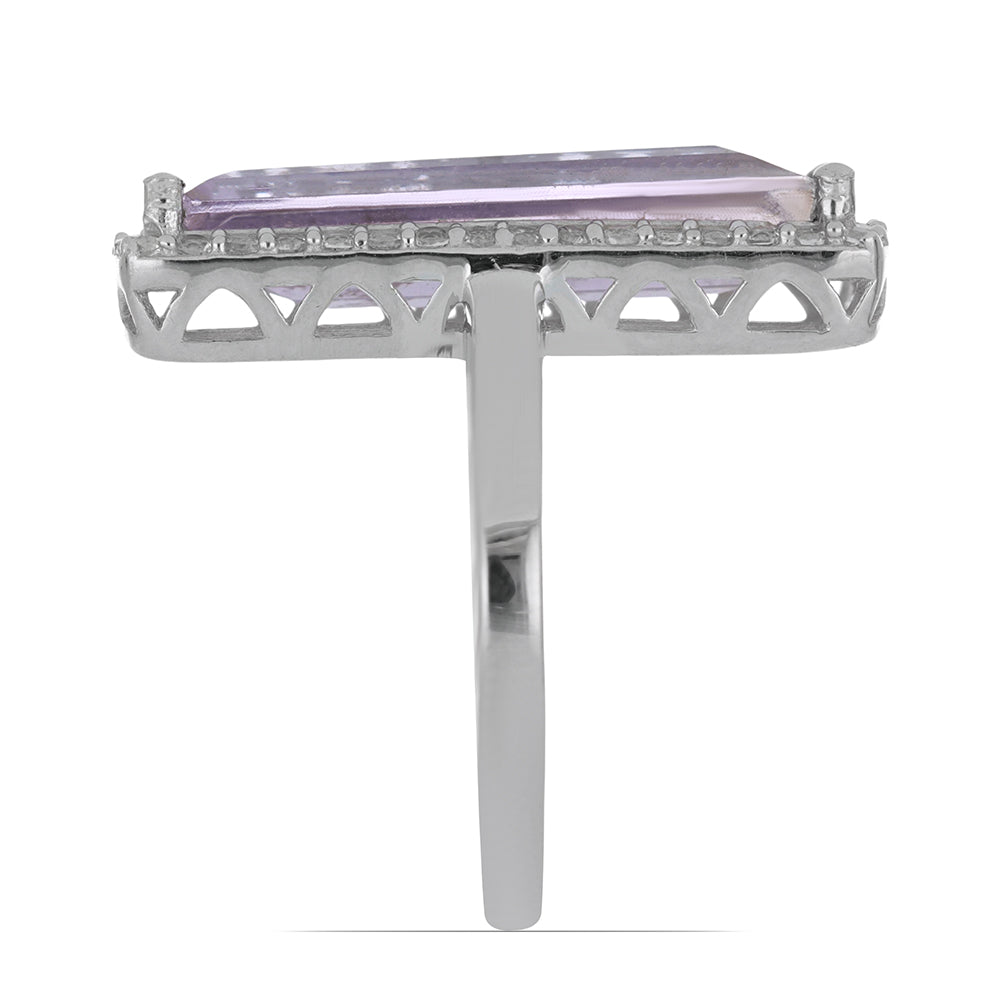 Silberring mit Rose De France Amethyst und weißem Topas