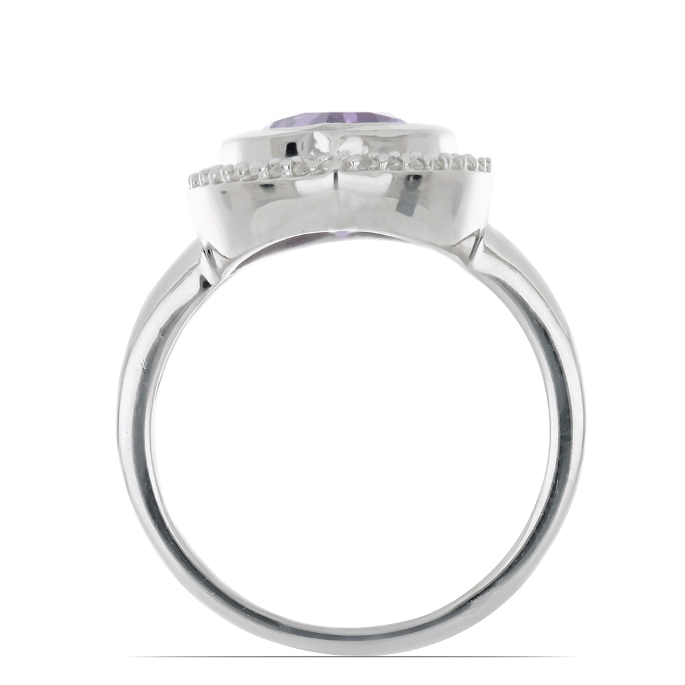 Silberring mit Rose De France Amethyst und weißem Topas