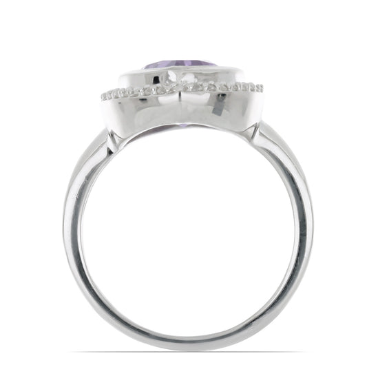 Silberring mit Rose De France Amethyst und weißem Topas