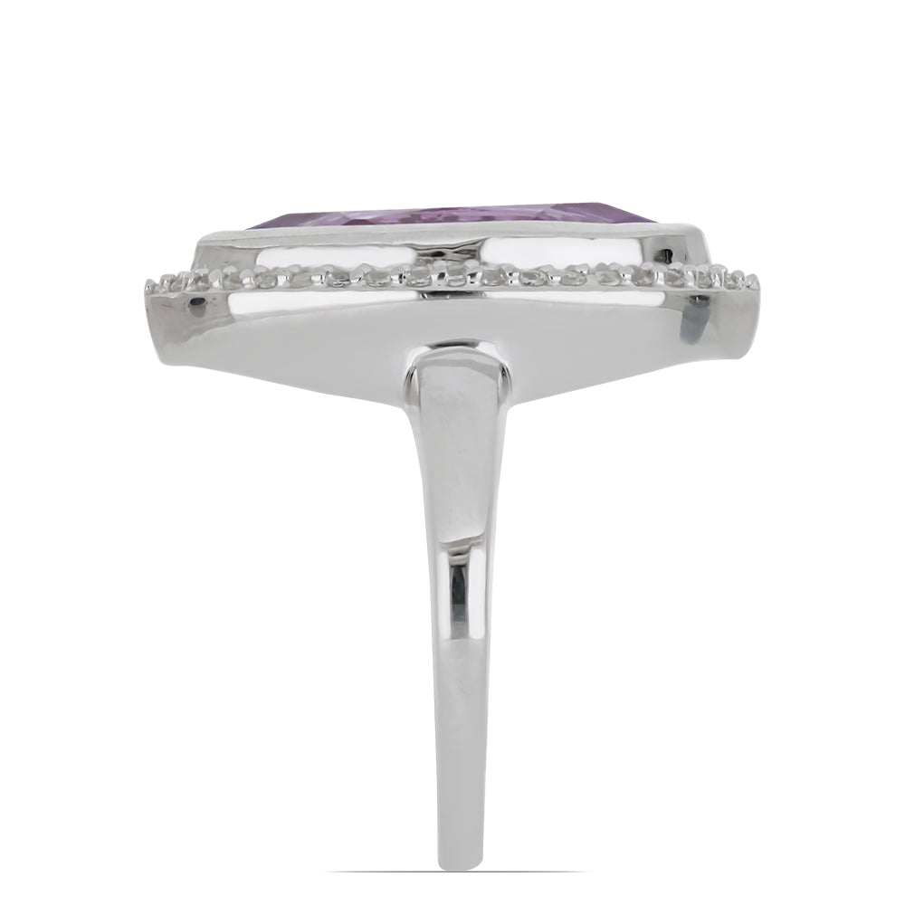 Silberring mit Rose De France Amethyst und weißem Topas