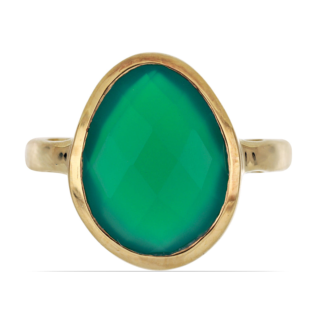 Goldplattierter Silberring mit grünem Achat 1 