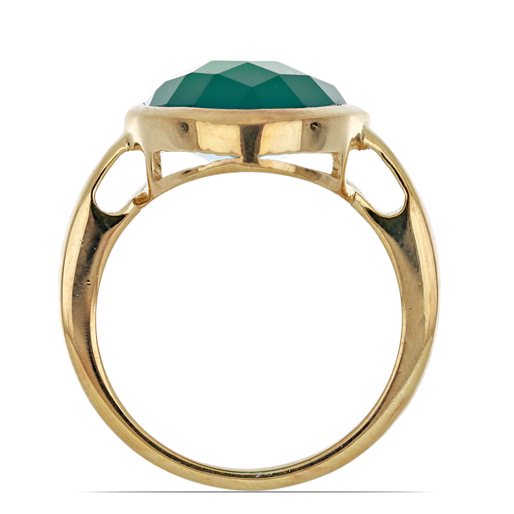 Goldplattierter Silberring mit grünem Achat 2 