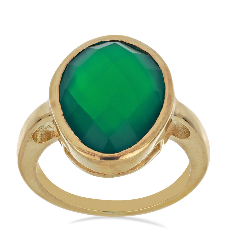 Goldplattierter Silberring mit grünem Achat 3 