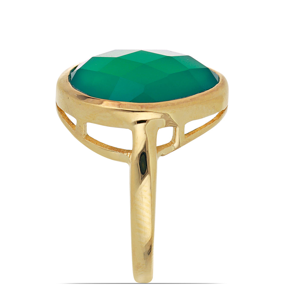 Goldplattierter Silberring mit grünem Achat