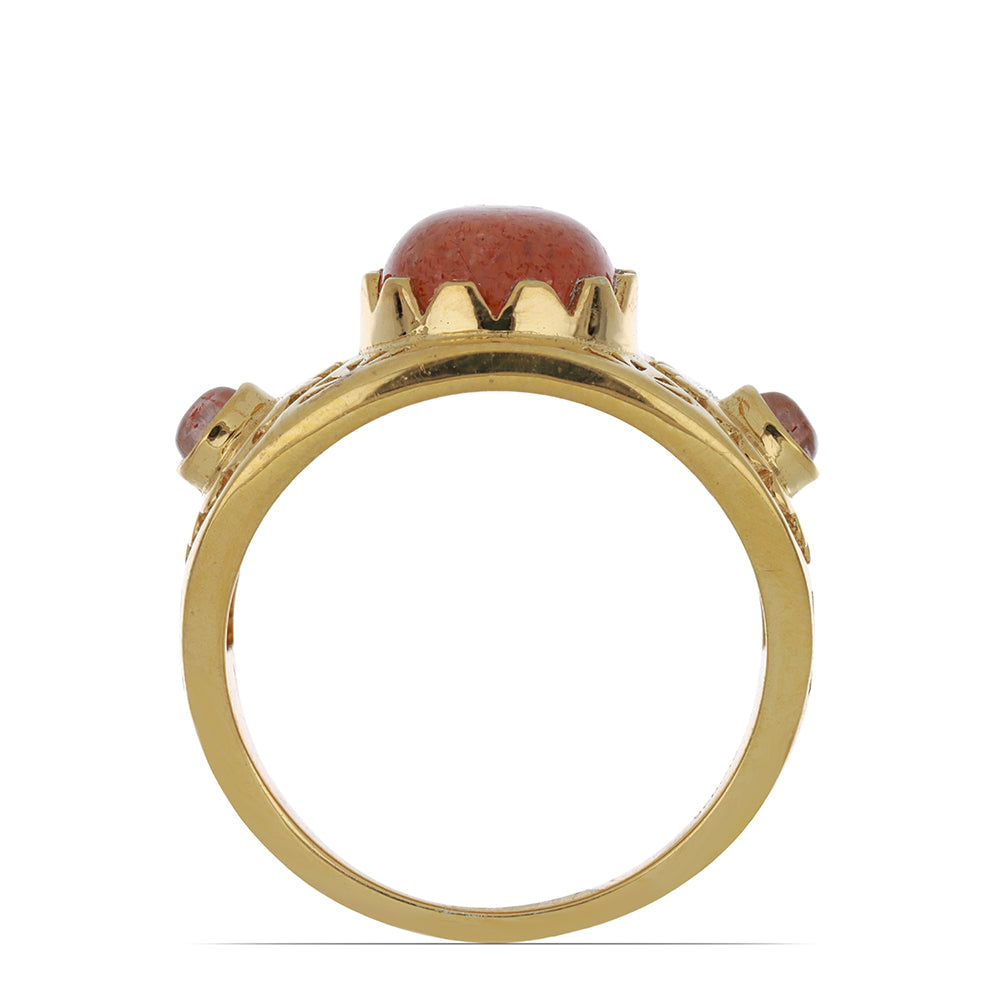 Goldplattierter Silberring mit Sonnenstein aus Oregon 2 