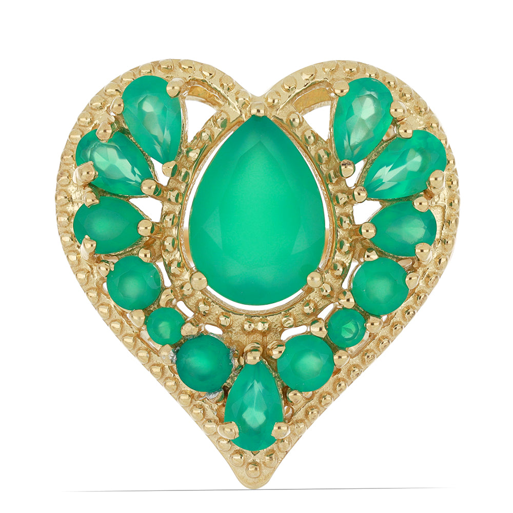 Goldplattierter Silberring mit grünem Achat