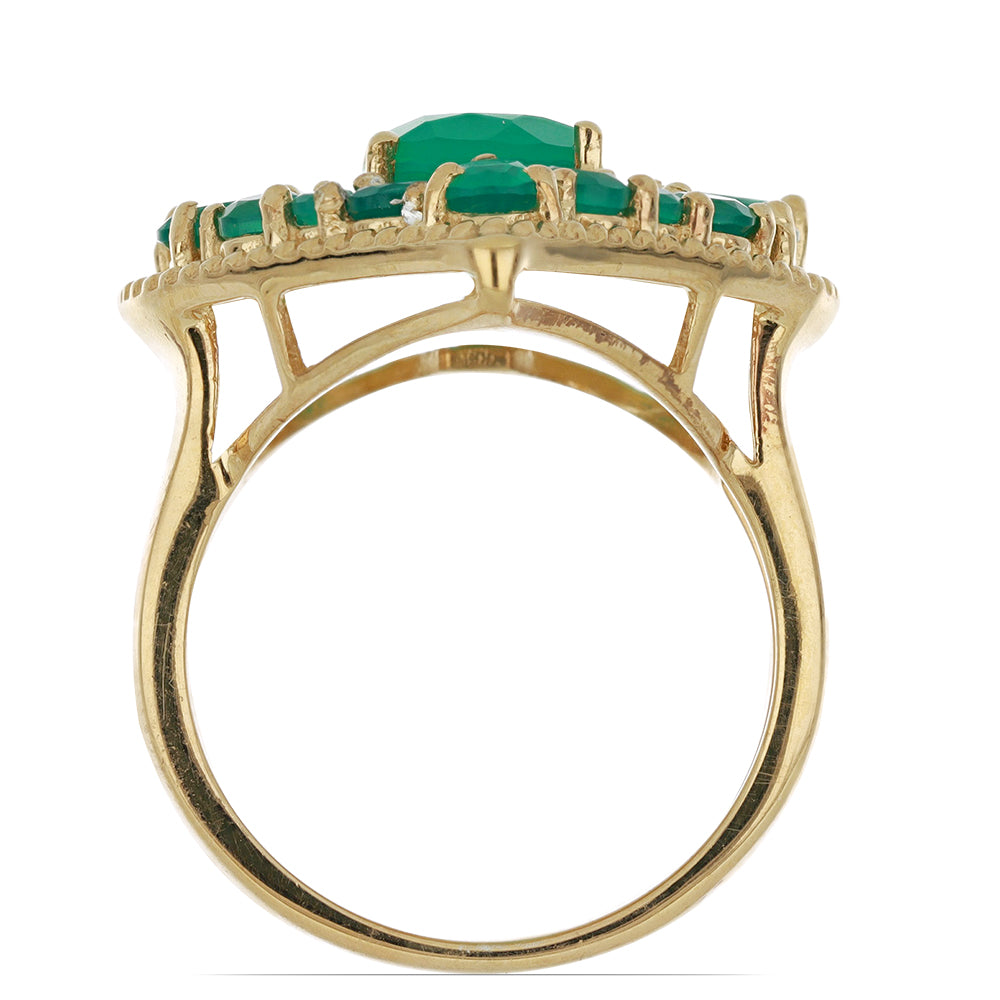 Goldplattierter Silberring mit grünem Achat 2 