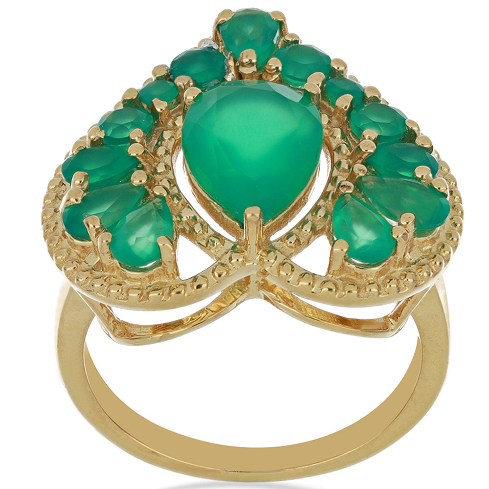 Goldplattierter Silberring mit grünem Achat 3 