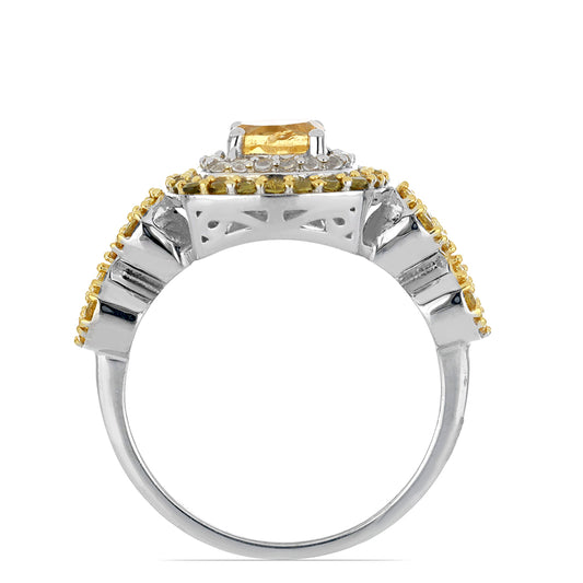 Silberring mit Zitrin aus dem Ural