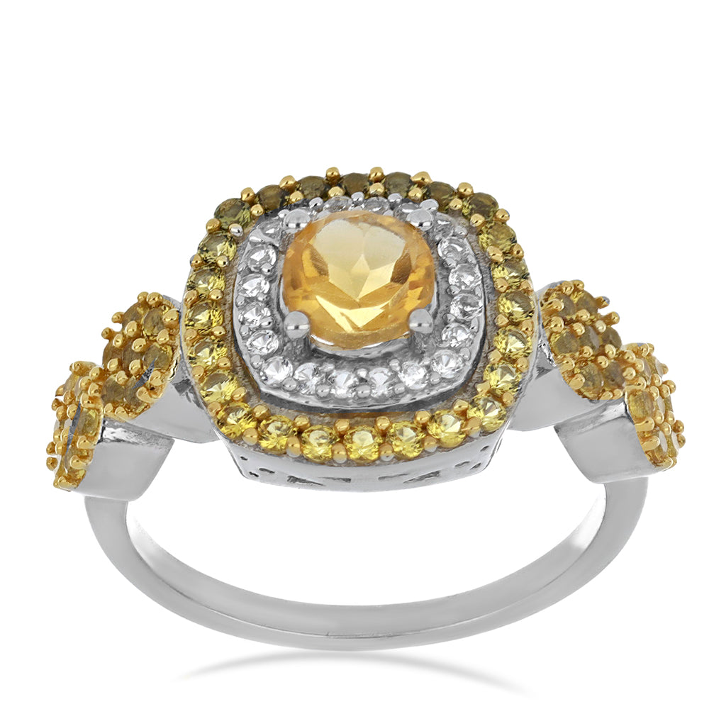 Silberring mit Zitrin aus dem Ural