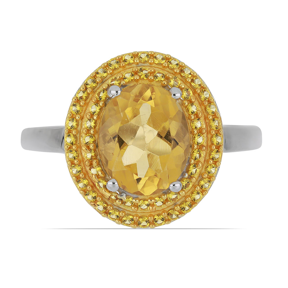 Silberring mit Zitrin aus dem Ural 1 