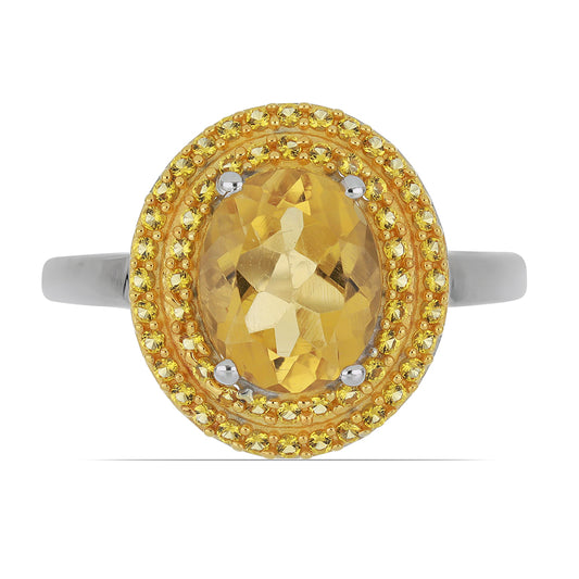 Silberring mit Zitrin aus dem Ural