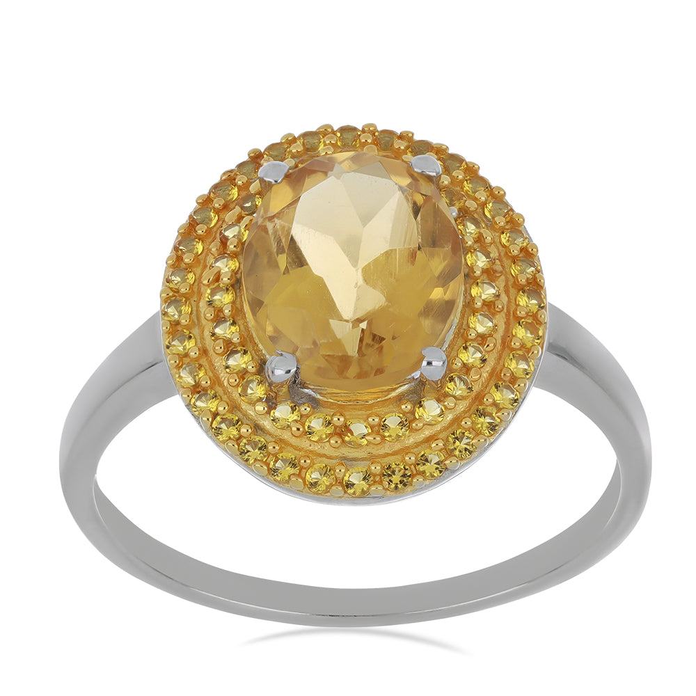 Silberring mit Zitrin aus dem Ural