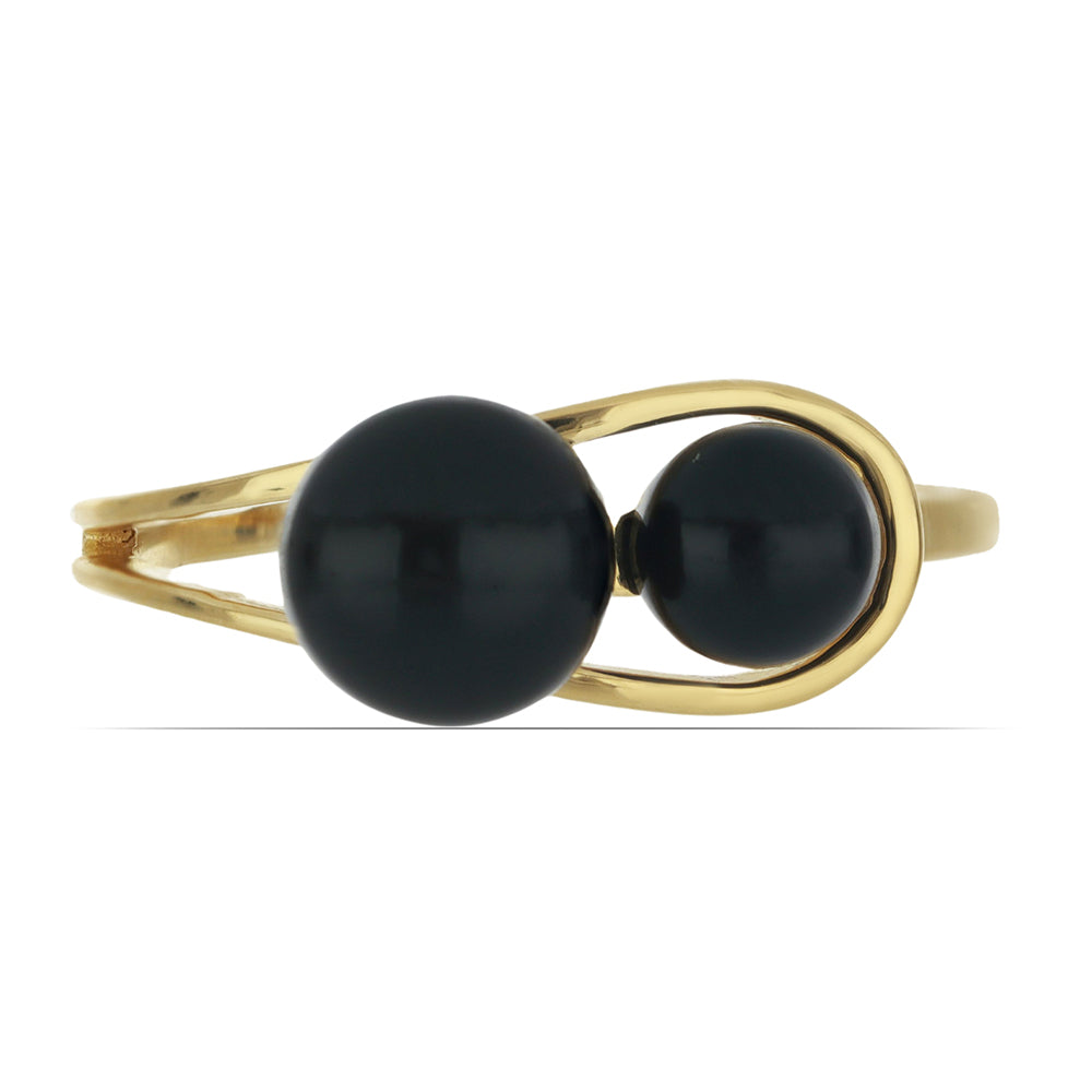 Goldplattierter Silberring mit schwarzem Onyx aus Suwar 1 