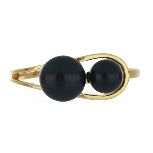 Goldplattierter Silberring mit schwarzem Onyx aus Suwar