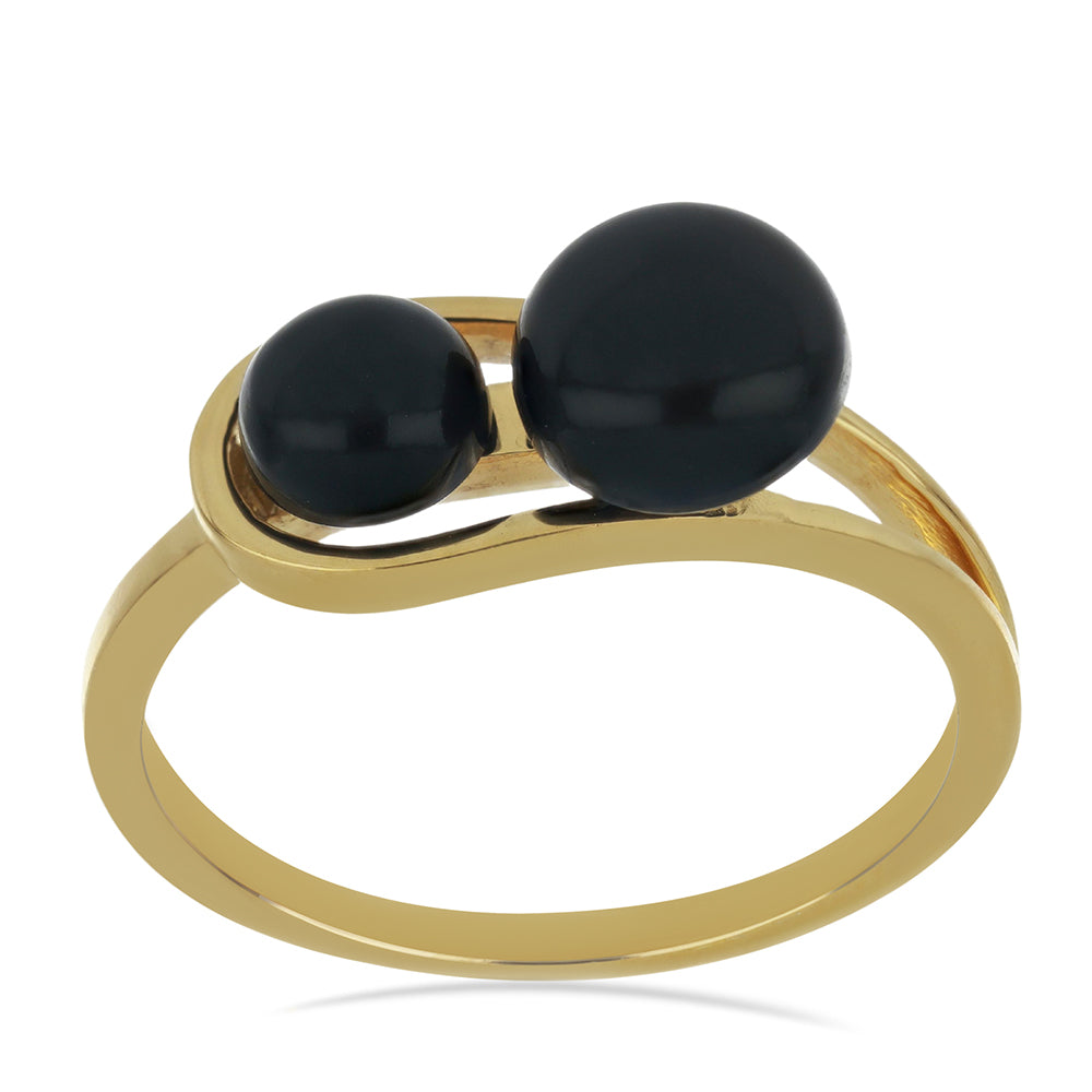 Goldplattierter Silberring mit schwarzem Onyx aus Suwar 3 