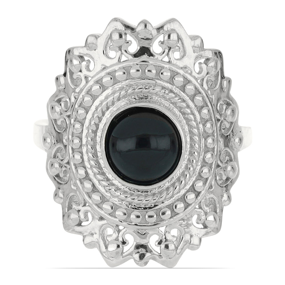 Silberring mit schwarzem Onyx aus Suwar