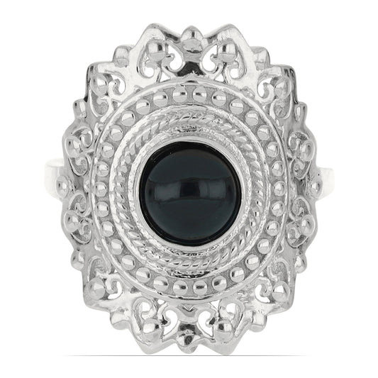 Silberring mit schwarzem Onyx aus Suwar