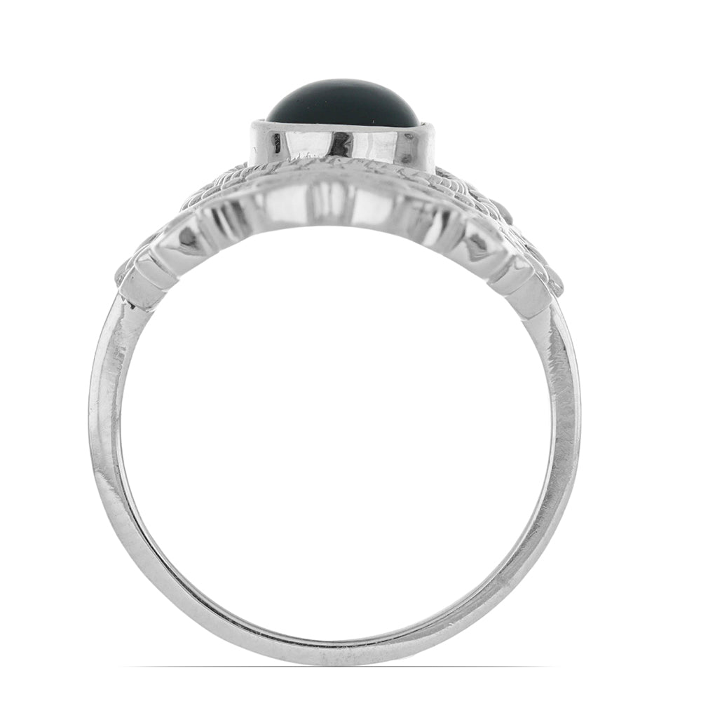 Silberring mit schwarzem Onyx aus Suwar