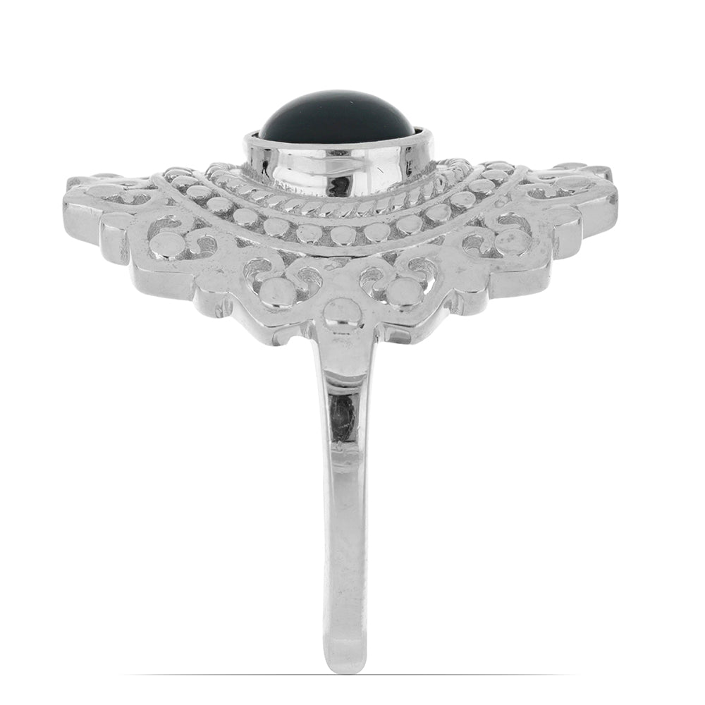 Silberring mit schwarzem Onyx aus Suwar
