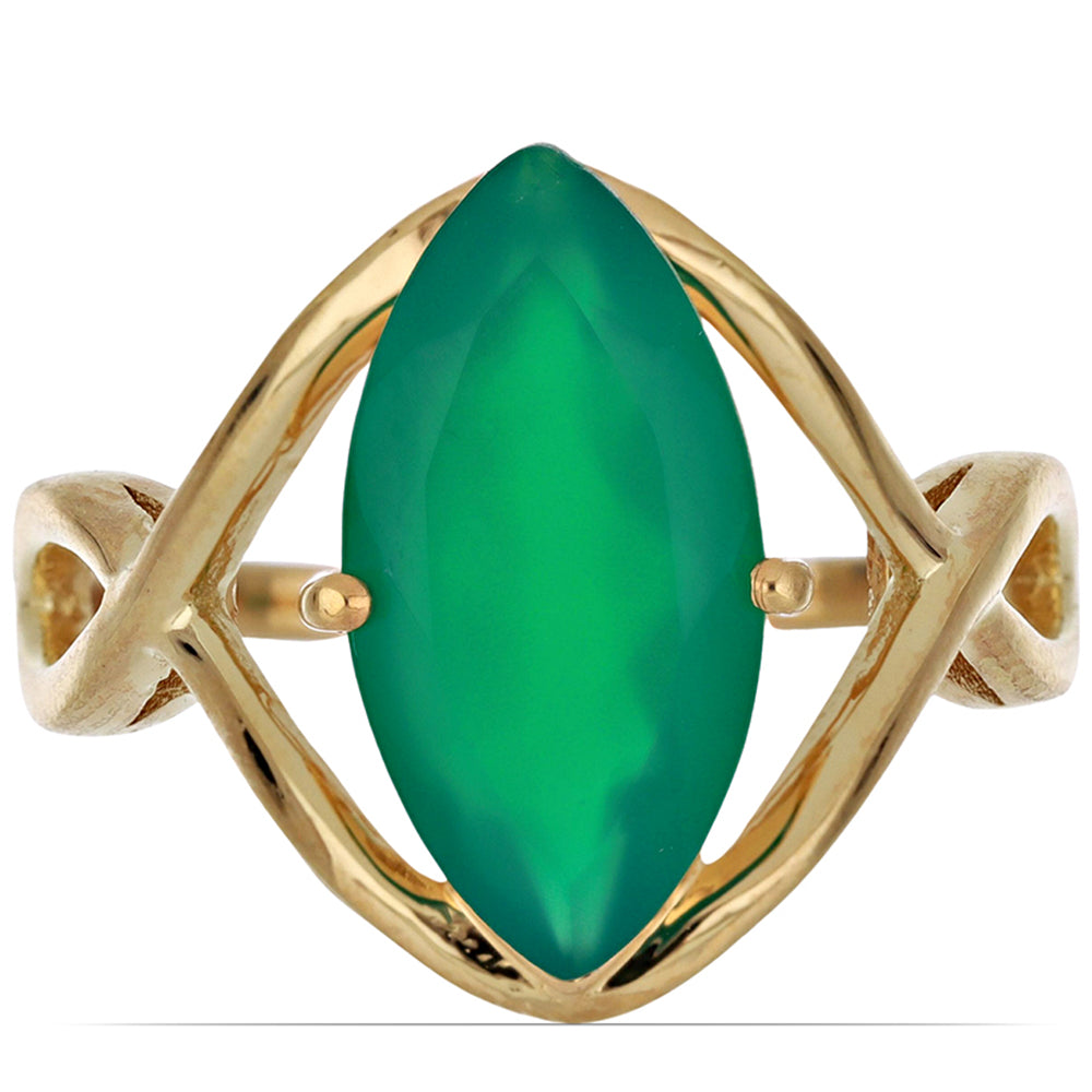 Goldplattierter Silberring mit grünem Achat 1 