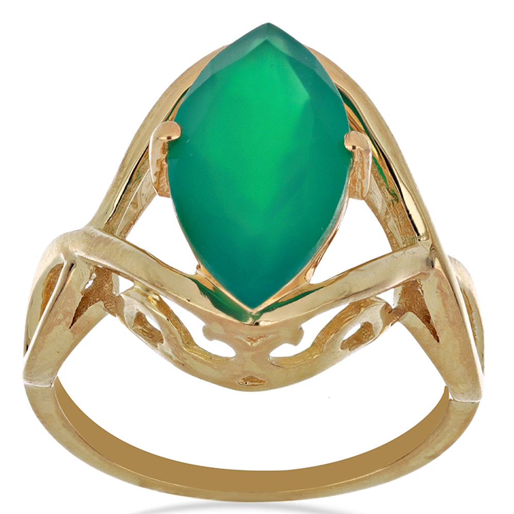 Goldplattierter Silberring mit grünem Achat