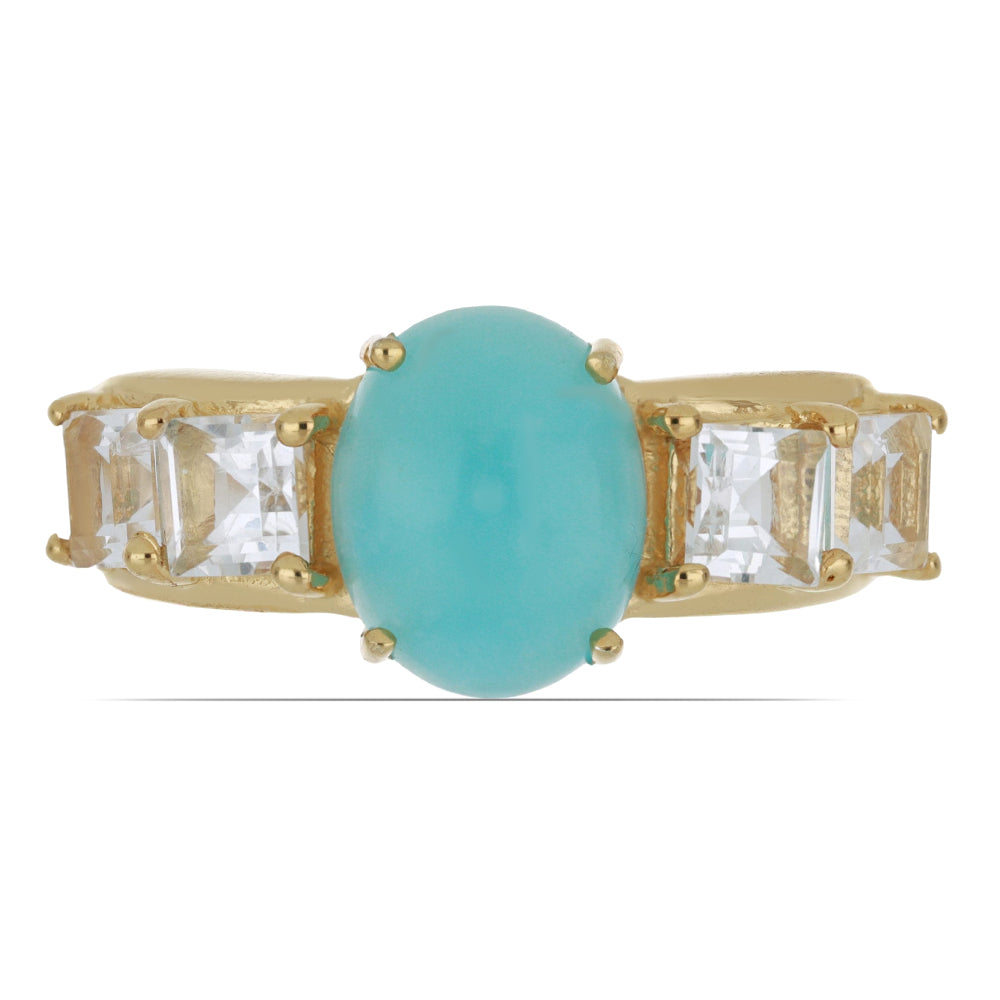 Goldplattierter Silberring mit weißem Topas