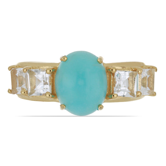 Goldplattierter Silberring mit weißem Topas