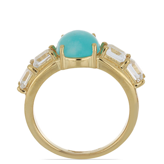 Goldplattierter Silberring mit weißem Topas